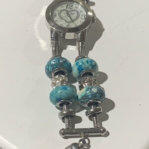 Silver and Blue Beaded Women's Watch